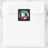 wereldvrede op zwart vierkante sticker (Tas)