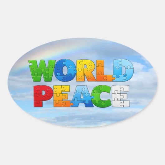 Wereldvrede Ovale Sticker (Voorkant)