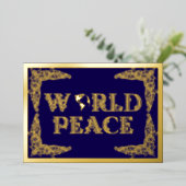 Wereldvrede, Planeet Aarde, in het Paarse, Goud Folie Feestdagenkaart (Staand Voorkant)