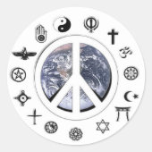 Wereldvrede Ronde Sticker (Voorkant)