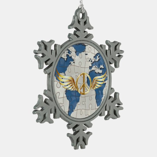 Wereldvrede Tin Sneeuwvlok Ornament (Links)