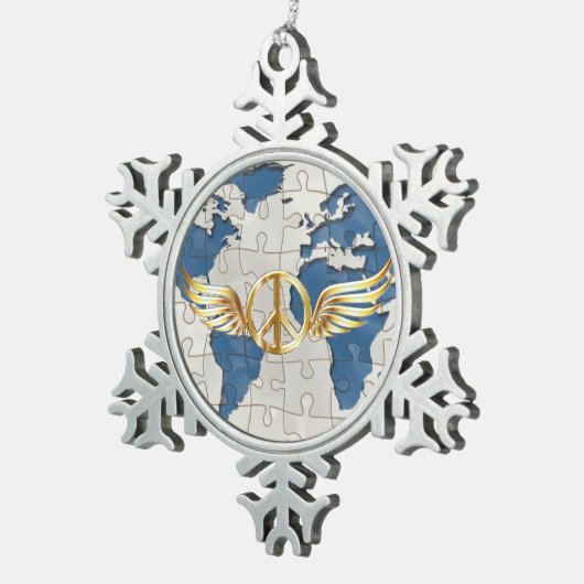 Wereldvrede Tin Sneeuwvlok Ornament (Rechts)