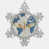 Wereldvrede Tin Sneeuwvlok Ornament (Voorkant)
