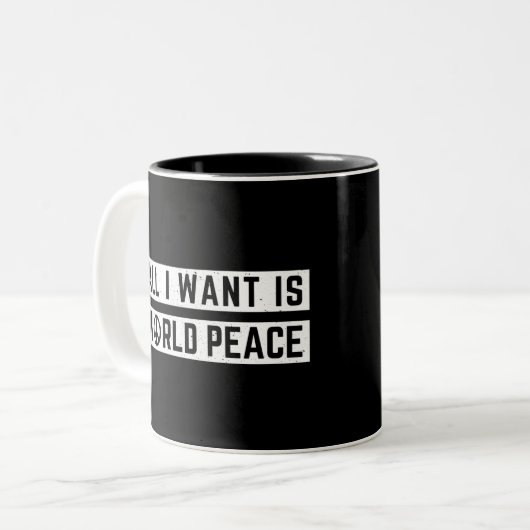 Wereldvrede Tweekleurige Koffiemok (Voorkant links)