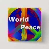 Wereldvrede Vierkante Button 5,1 Cm (Voorkant)