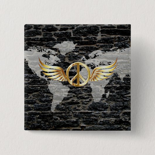 Wereldvrede Vierkante Button 5,1 Cm (Voorkant)