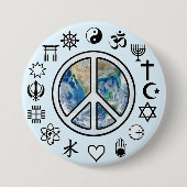 Wereldvrede - Vrede op Aarde Ronde Button 7,6 Cm (Voorkant)