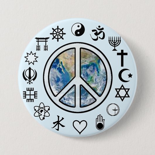 Wereldvrede - Vrede op Aarde Ronde Button 7,6 Cm (Voorkant)
