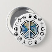 Wereldvrede - Vrede op Aarde Ronde Button 7,6 Cm (Voorkant /achterkant)