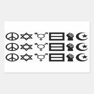 Wereldvredes- en mensenrechtenkracht rechthoekige sticker