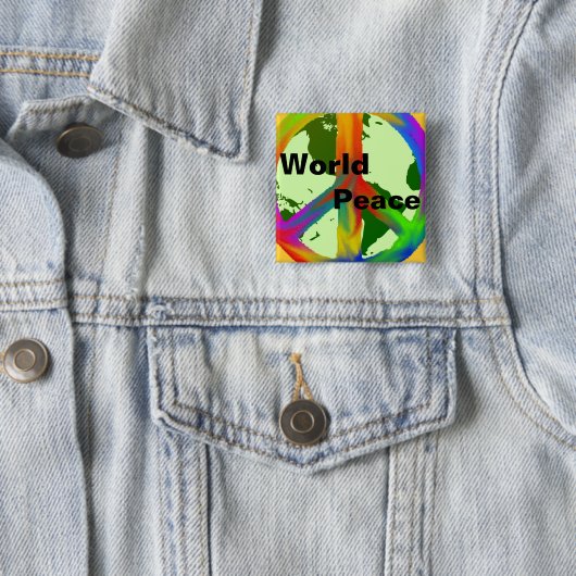 WereldvredesButton Vierkante Button 5,1 Cm (In situ)