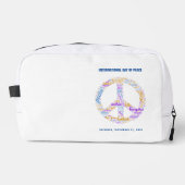 Wereldvredesdag Vredesbord Woord Cloud Waterfles Toilettasje (Voorkant)