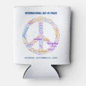 Wereldvredesdag Vredesbord Woordwolk Blikjeskoeler (Voorkant)