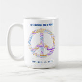 Wereldvredesdag Vredesbord Woordwolk Koffiemok (Links)