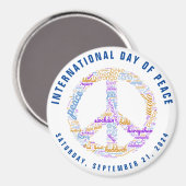 Wereldvredesdag Vredesbord Woordwolk Magneet (Voorkant / Achterkant)