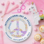 Wereldvredesdag Vredesbord Woordwolk Papieren Bordje (Feest)