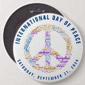Wereldvredesdag Vredesbord Woordwolk Ronde Button 6,0 Cm (Voorkant /achterkant)