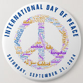 Wereldvredesdag Vredesbord Woordwolk Ronde Button 6,0 Cm (Voorkant)