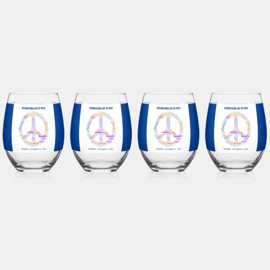 Wereldvredesdag Vredesbord Woordwolk Wijnglas Zonder Voet (Achterkant)