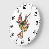 Wereldvredesduif gemaakt van internationale vlagge grote klok (Hoek)