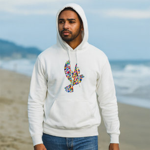 Wereldvredesduif gemaakt van internationale vlagge hoodie