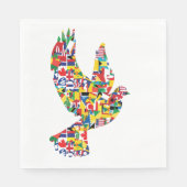 Wereldvredesduif gemaakt van internationale vlagge servet (Voorkant)