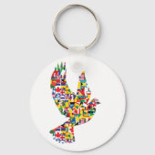 Wereldvredesduif gemaakt van internationale vlagge sleutelhanger (Achterkant)