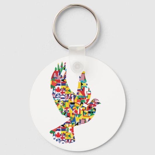 Wereldvredesduif gemaakt van internationale vlagge sleutelhanger (Achterkant)