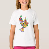 Wereldvredesduif gemaakt van internationale vlagge t-shirt (Voorkant)