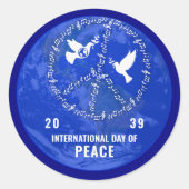 Wereldvredesduif Vrede op Aardedag Logo QR Code Ronde Sticker (Voorkant)