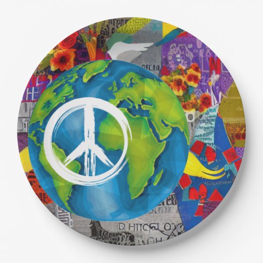Wereldvredespapieren Borden Papieren Bordje (Voorkant)