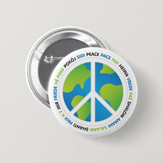 Wereldvredestalen Ronde Button 5,7 Cm (Voorkant /achterkant)