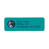 Wereldvredesymbool op Teal Etiket (Voorkant)