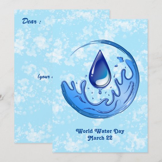 Wereldwaterdag Bespaar Water Red de Aarde (Voorkant / Achterkant)