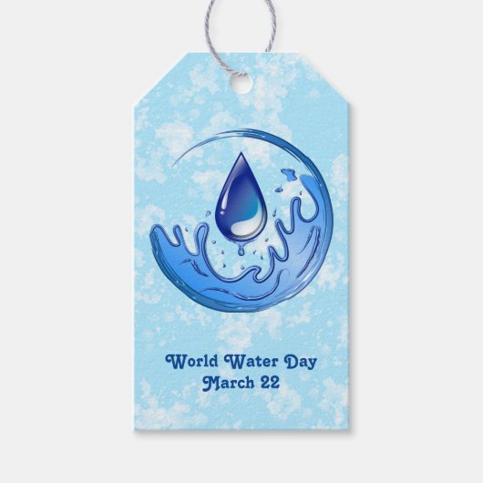 Wereldwaterdag Bespaar Water Red de Aarde Cadeaulabel (Voorkant)