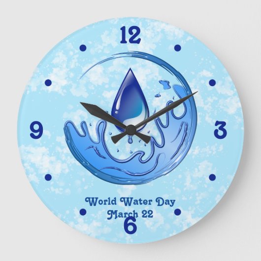 Wereldwaterdag Bespaar Water Red de Aarde Grote Klok (Voorkant)