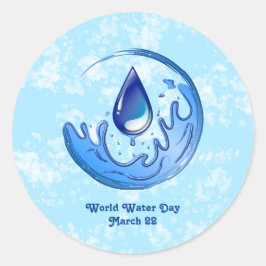 Wereldwaterdag Bespaar Water Red de Aarde Ronde Sticker