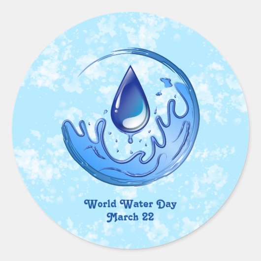 Wereldwaterdag Bespaar Water Red de Aarde Ronde Sticker (Voorkant)