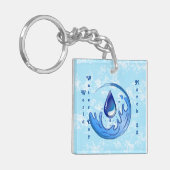 Wereldwaterdag Bespaar Water Red de Aarde Sleutelhanger (Voorkant Links)