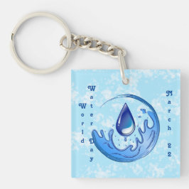 Wereldwaterdag Bespaar Water Red de Aarde Sleutelhanger
