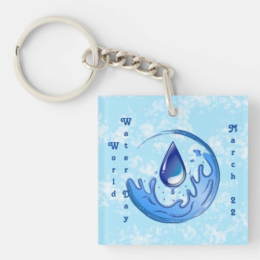 Wereldwaterdag Bespaar Water Red de Aarde Sleutelhanger (Voorkant)