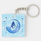 Wereldwaterdag Bespaar Water Red de Aarde Sleutelhanger (Achterkant)