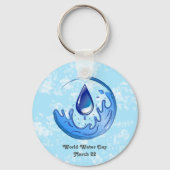 Wereldwaterdag Bespaar Water Red de Aarde Sleutelhanger (Voorkant)