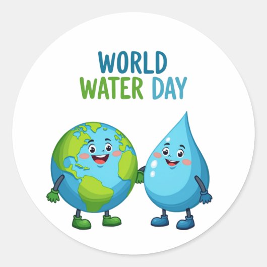 Wereldwaterdag: een vrolijk feest van water ronde sticker (Voorkant)