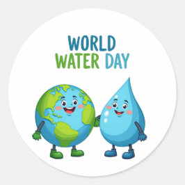 Wereldwaterdag: een vrolijk feest van water ronde sticker