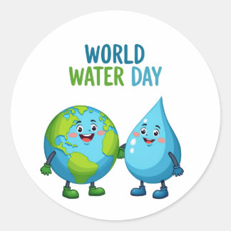 Wereldwaterdag: een vrolijk feest van water ronde sticker