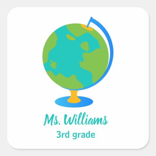 WereldWereldbol Vierkante Sticker (Voorkant)