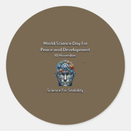 Wereldwetenschapsdag voor vrede en ontwikkeling. ronde sticker