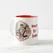 Wereldwijd beste Barber-Vintage Tweekleurige Koffiemok (Voorkant links)