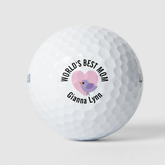 Wereldwijd beste mam roze hartmonogrammed golfballen (Voorkant)
